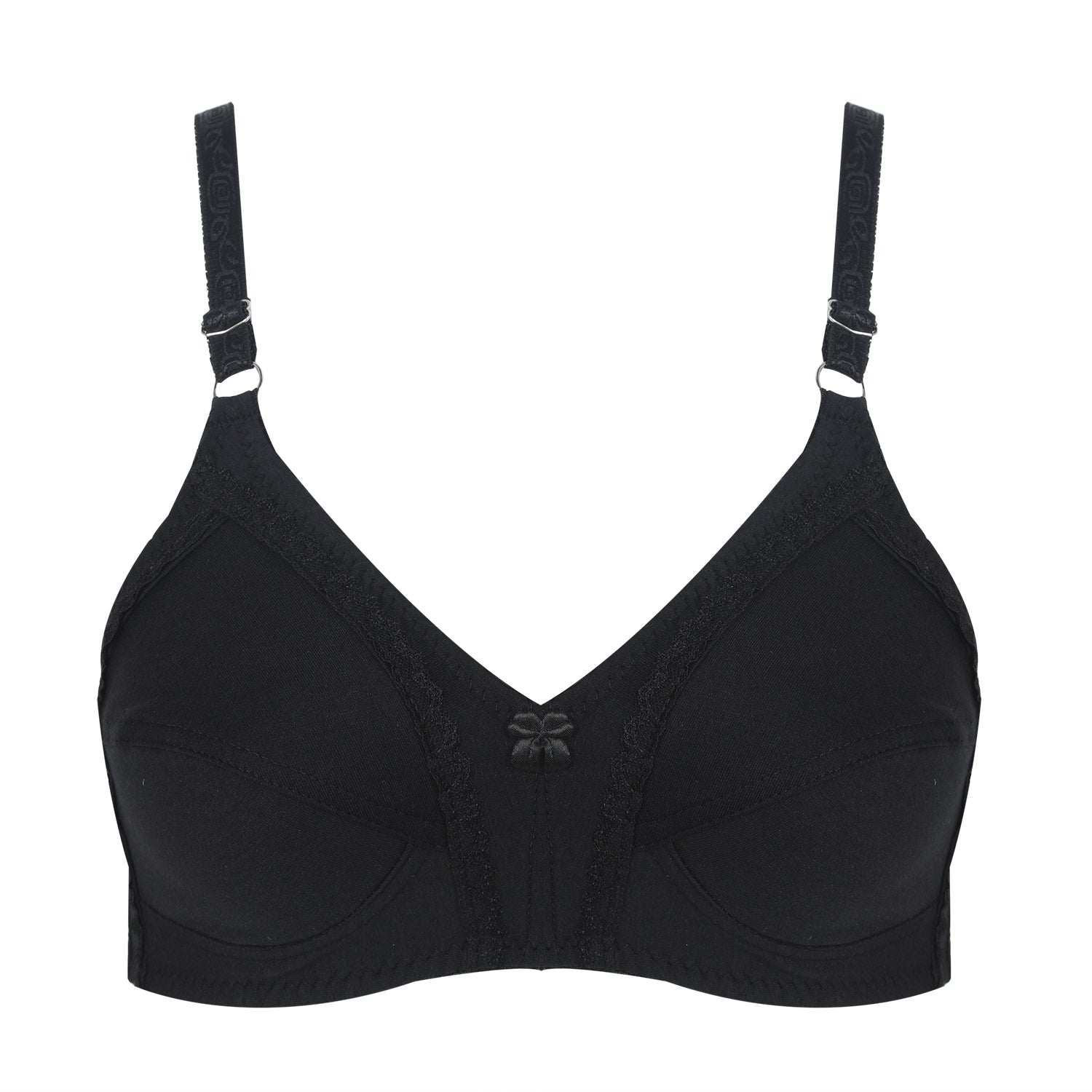 Women's Cotton Bra Plain Lace - Black, Women Bras, Chase Value, Chase Value