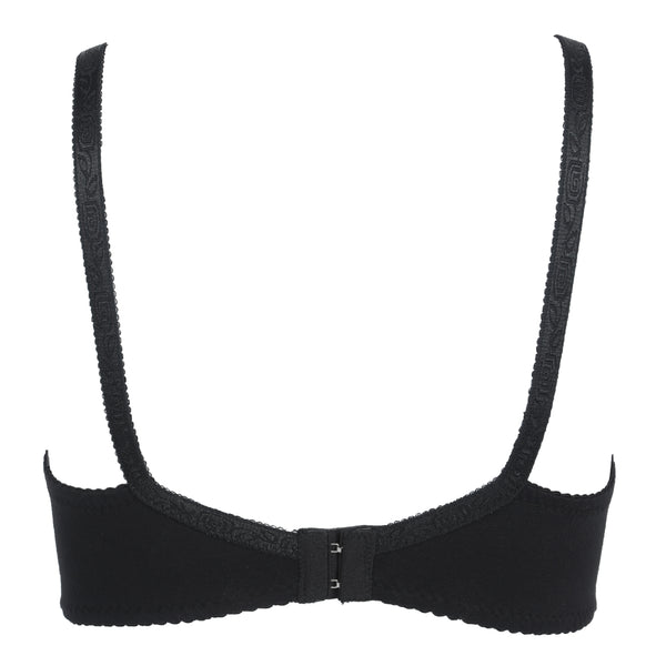 Women's Cotton Bra Plain Lace - Black