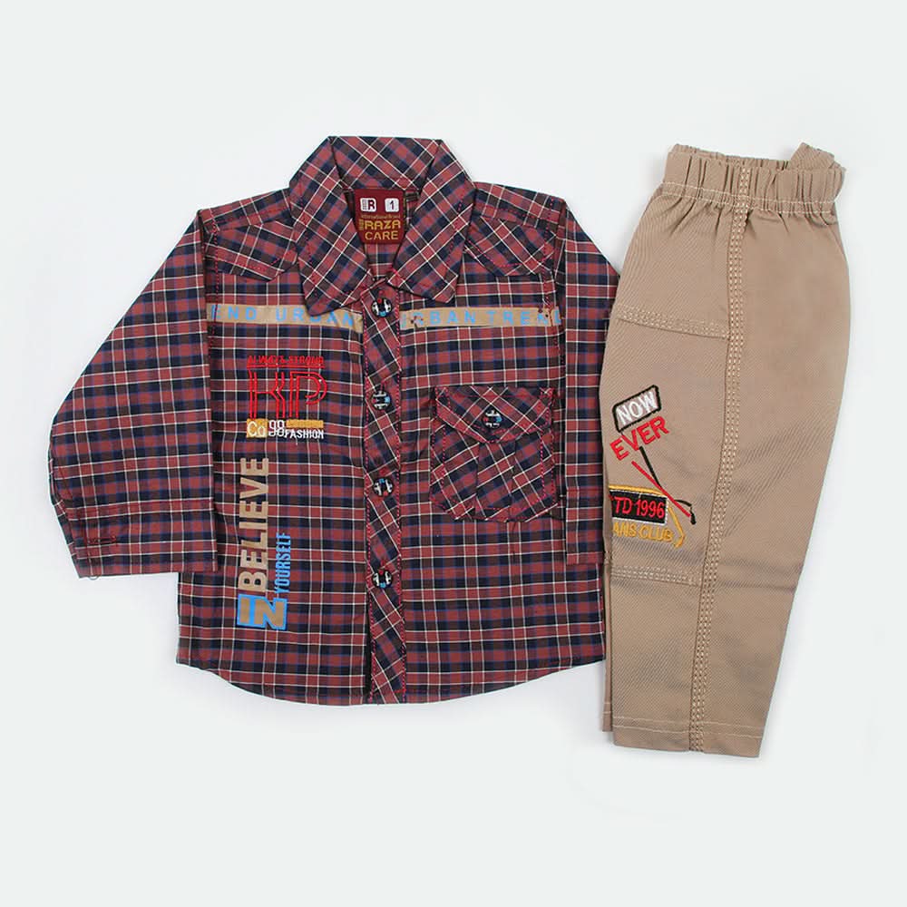 Newborn Boys Full Sleeves Suit - Maroon, Newborn Boys Sets & Suits, Chase Value, Chase Value