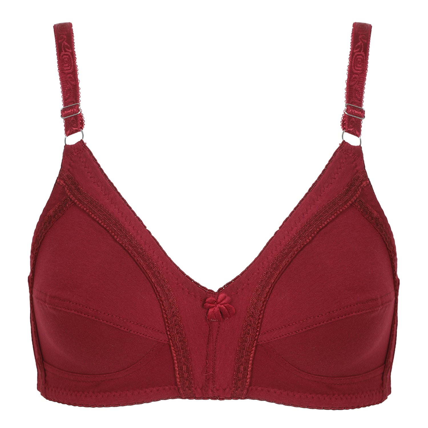 Women's Cotton Bra Plain Lace - Maroon, Women Bras, Chase Value, Chase Value