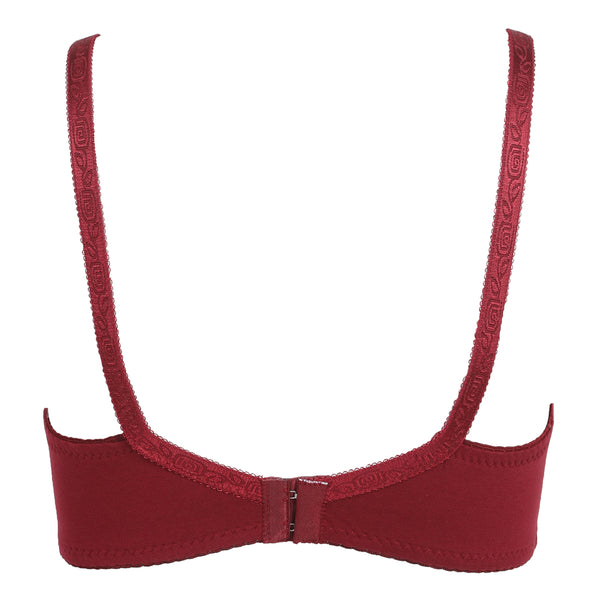 Women's Cotton Bra Plain Lace - Maroon