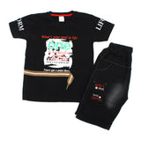 Boys Half Sleeves Denim Short Suit - Black, Boys Sets & Suits, Chase Value, Chase Value