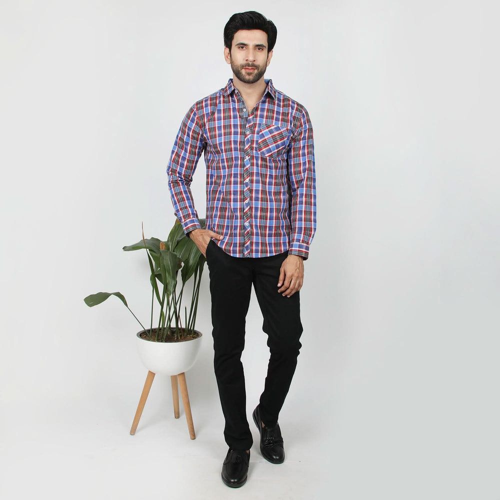 Men's Casual Check Shirt - Blue, Men's Shirts, Chase Value, Chase Value
