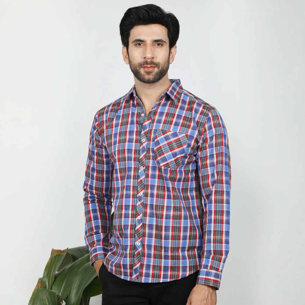 Men's Casual Check Shirt - Blue, Men's Shirts, Chase Value, Chase Value