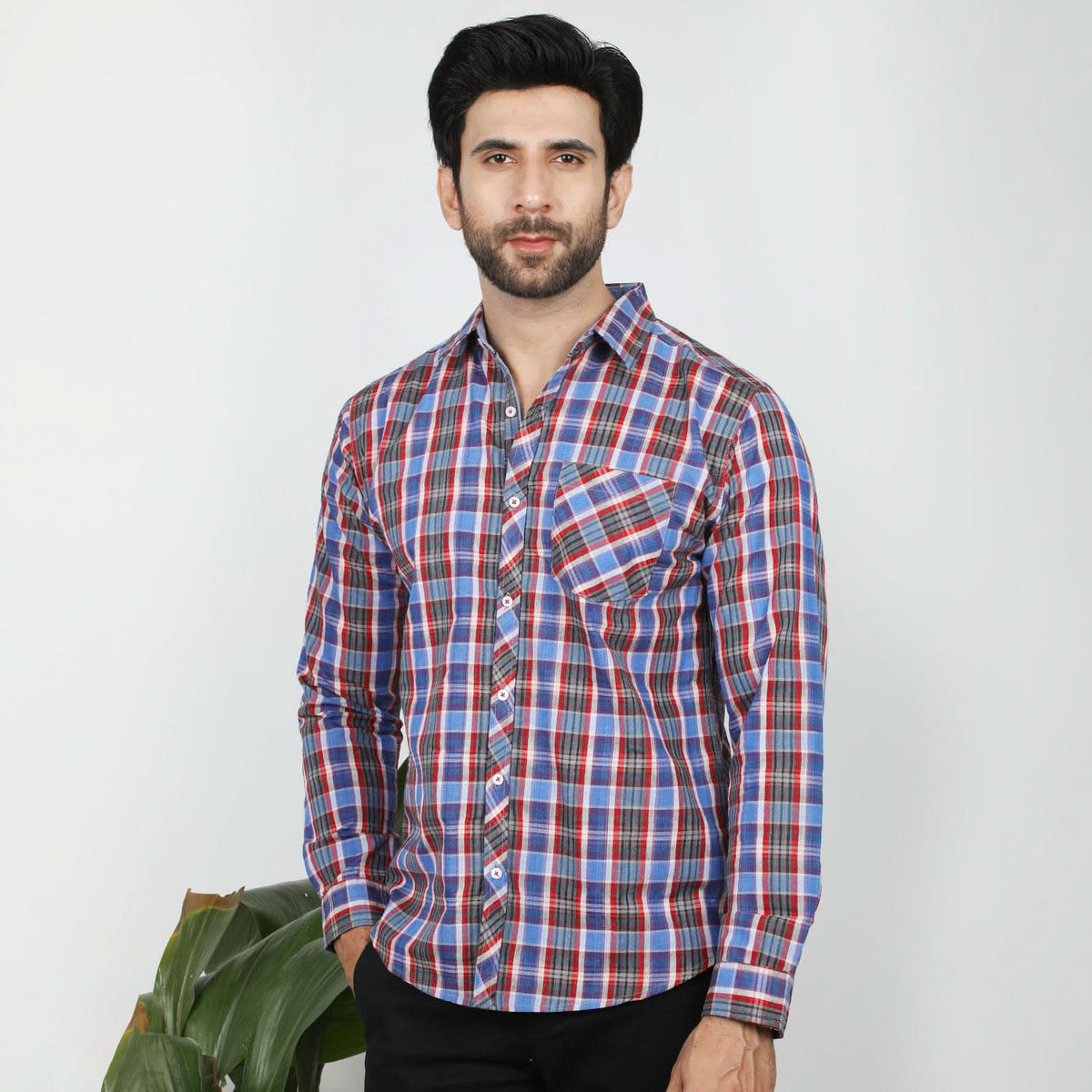 Men's Casual Check Shirt - Blue, Men's Shirts, Chase Value, Chase Value