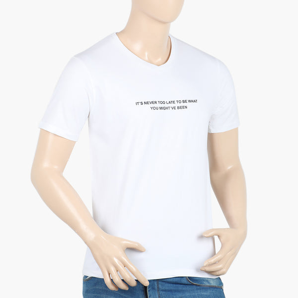 Eminent Men's Round Neck Half Sleeves Printed T Shirt - Off White