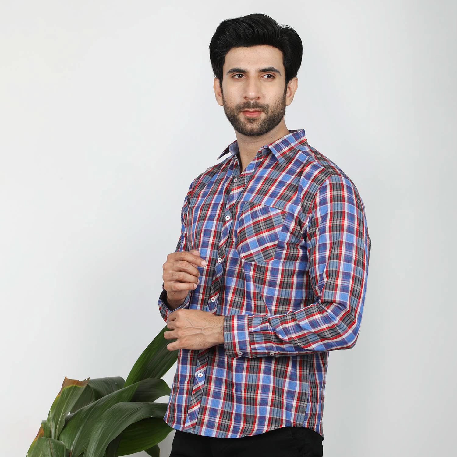 Men's Casual Check Shirt - Blue, Men's Shirts, Chase Value, Chase Value