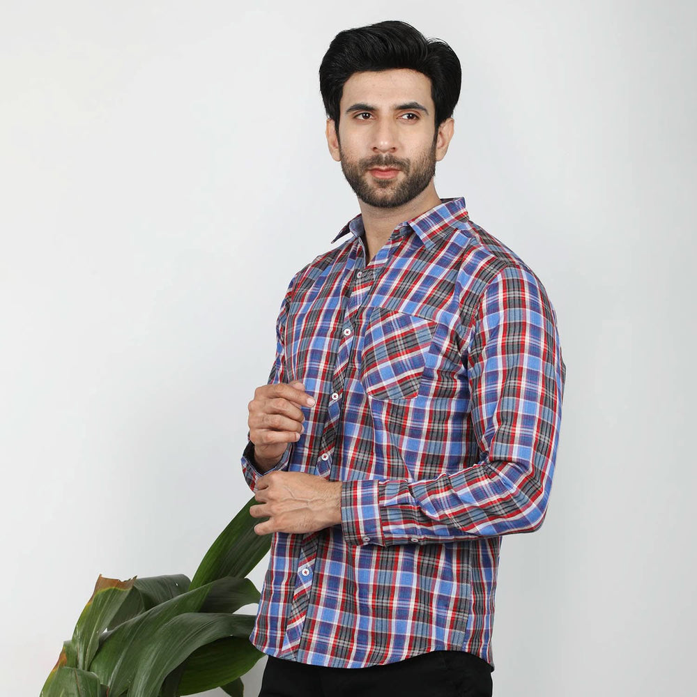 Men's Casual Check Shirt - Blue, Men's Shirts, Chase Value, Chase Value