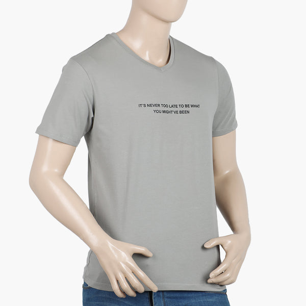 Eminent Men's Round Neck Half Sleeves Printed T-Shirt - Ash Grey