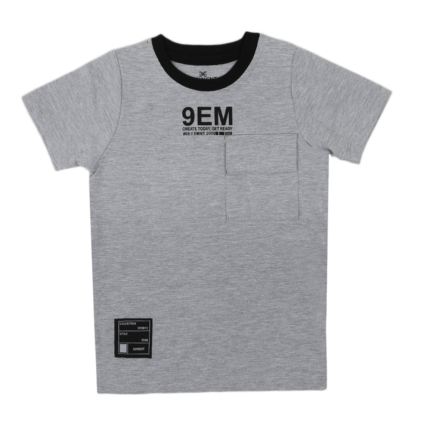 Eminent Boys Half Sleeves T-Shirt - Ash Grey