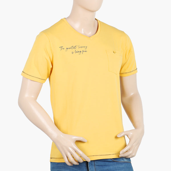 Eminent Men's Round Neck Half Sleeves Printed T-Shirt - Yellow
