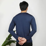 Men's Full Sleeves Round Neck Lycra Printed T-Shirt - Navy Blue, Men's T-Shirts & Polos, Chase Value, Chase Value