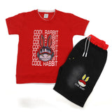 Boys Half Sleeves Denim Short Suit - Red, Boys Sets & Suits, Chase Value, Chase Value