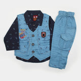 Newborn Boys Full Sleeves Suit - Steel Blue, Newborn Boys Sets & Suits, Chase Value, Chase Value