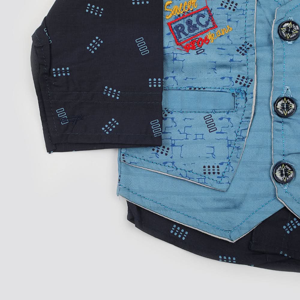Newborn Boys Full Sleeves Suit - Steel Blue, Newborn Boys Sets & Suits, Chase Value, Chase Value