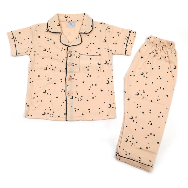 Boys Half Sleeves Short Suit - Fawn