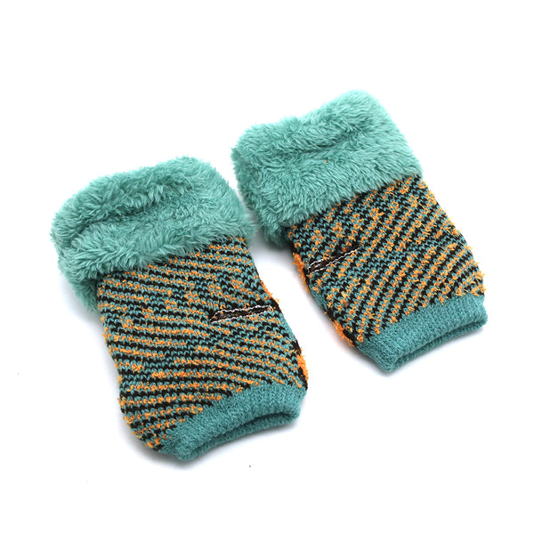 Kids Woolen Gloves - Green