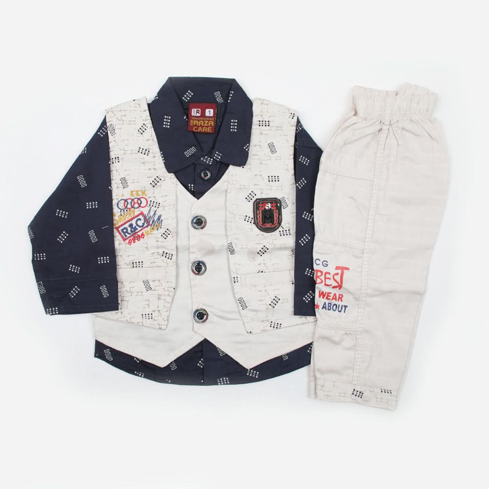 Newborn Boys Full Sleeves Suit - Fawn, Newborn Boys Sets & Suits, Chase Value, Chase Value