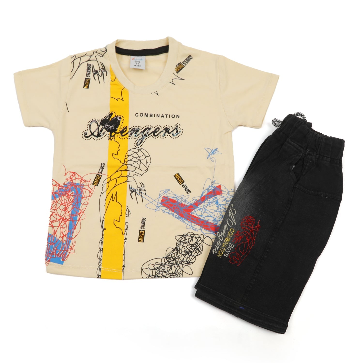 Boys Half Sleeves Denim Short Suit - Fawn, Boys Sets & Suits, Chase Value, Chase Value