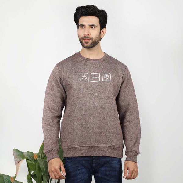 Eminent Men's Full Sleeves Sweat Shirt - Brown