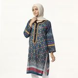 Women's Printed Lawn Kurti - Blue, Women Ready Kurtis, Chase Value, Chase Value