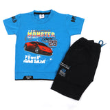 Boys Half Sleeves Denim Short Suit - Steel Blue, Boys Sets & Suits, Chase Value, Chase Value