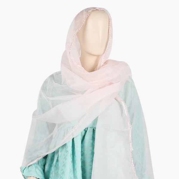Women's Net Dupatta with Lace - Peach, Women Dupatta, Chase Value, Chase Value