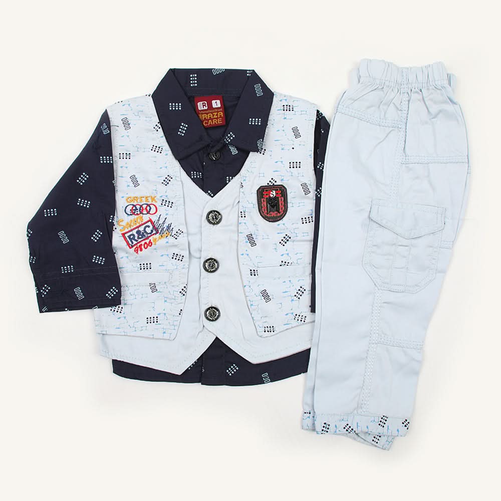 Newborn Boys Full Sleeves Suit - Sky Blue, Newborn Boys Sets & Suits, Chase Value, Chase Value