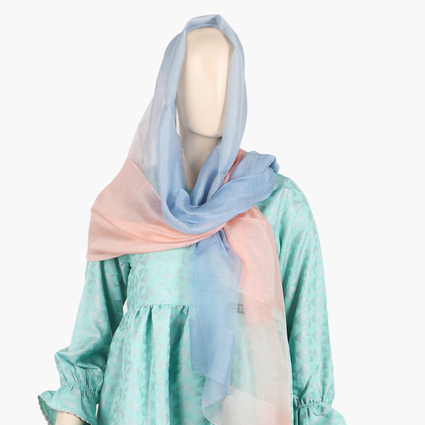 Women's Plain Scarf - Blue & Peach, Women Shawls & Scarves, Chase Value, Chase Value