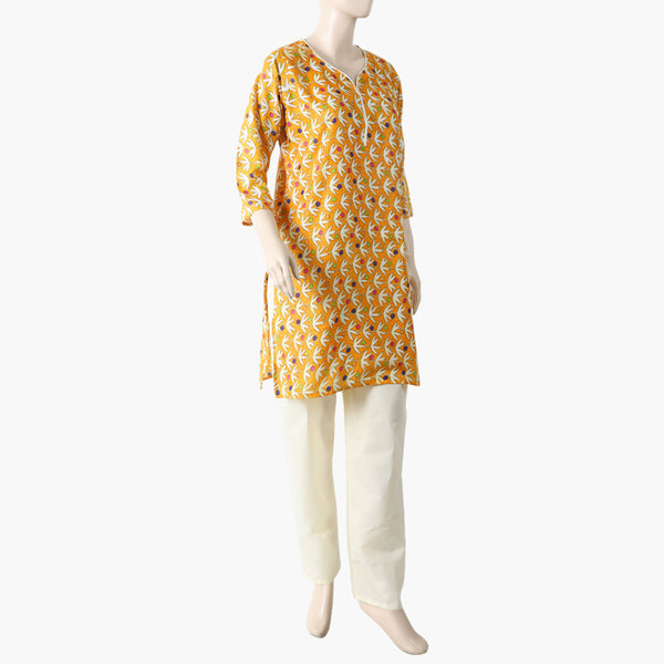 Women's Printed Lawn 2Pcs Suit - Yellow