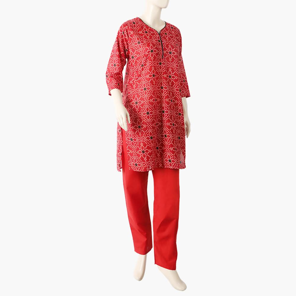 Women's Printed Lawn 2Pcs Suit - Red, Women Shalwar Suits, Chase Value, Chase Value