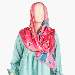 Women's Satin Slik Printed Scarf - Pink, Women Shawls & Scarves, Chase Value, Chase Value