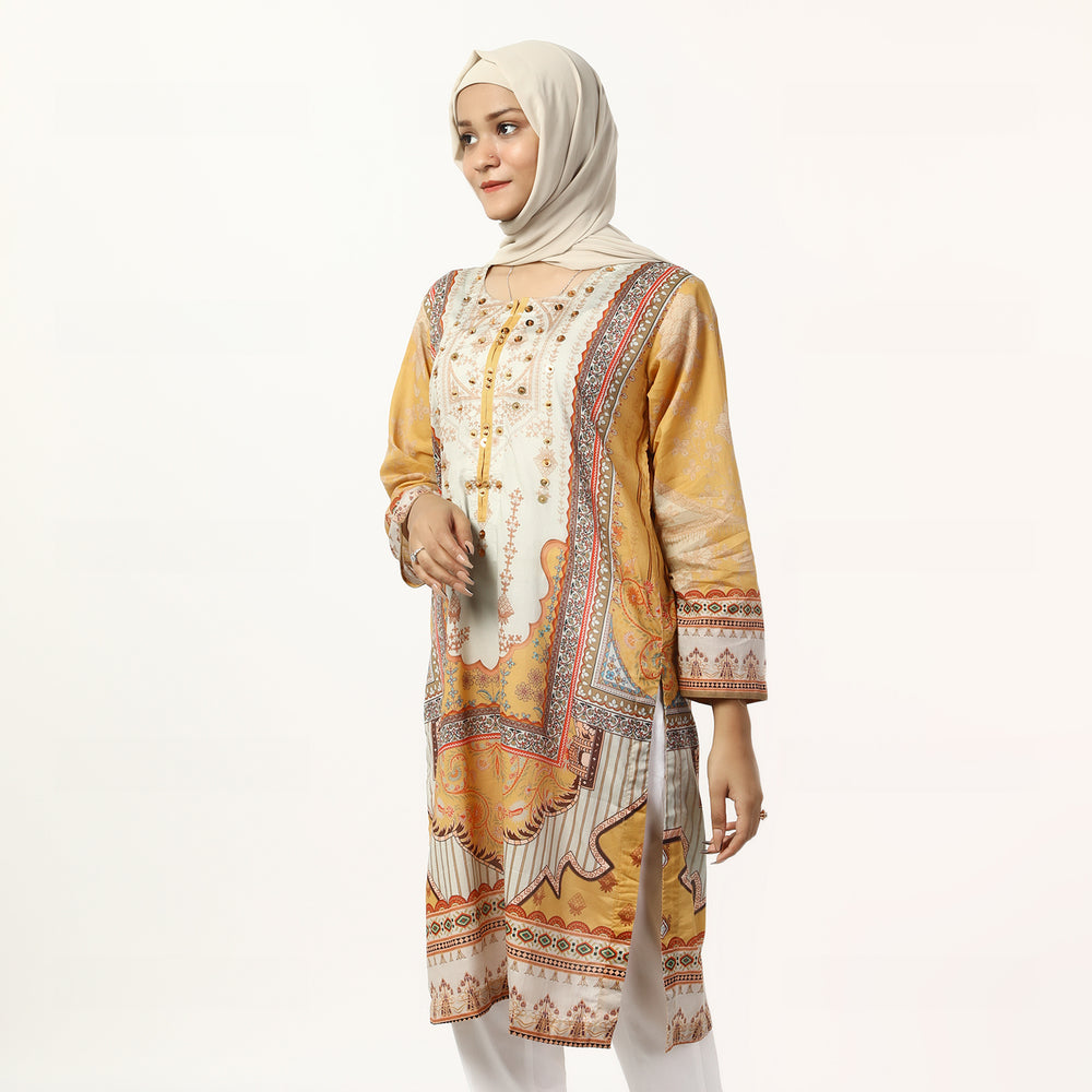 Women's Printed Lawn Kurti - Multi Color, Women Ready Kurtis, Chase Value, Chase Value