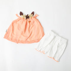 Newborn Girls Half Sleeves Suit  - Peach