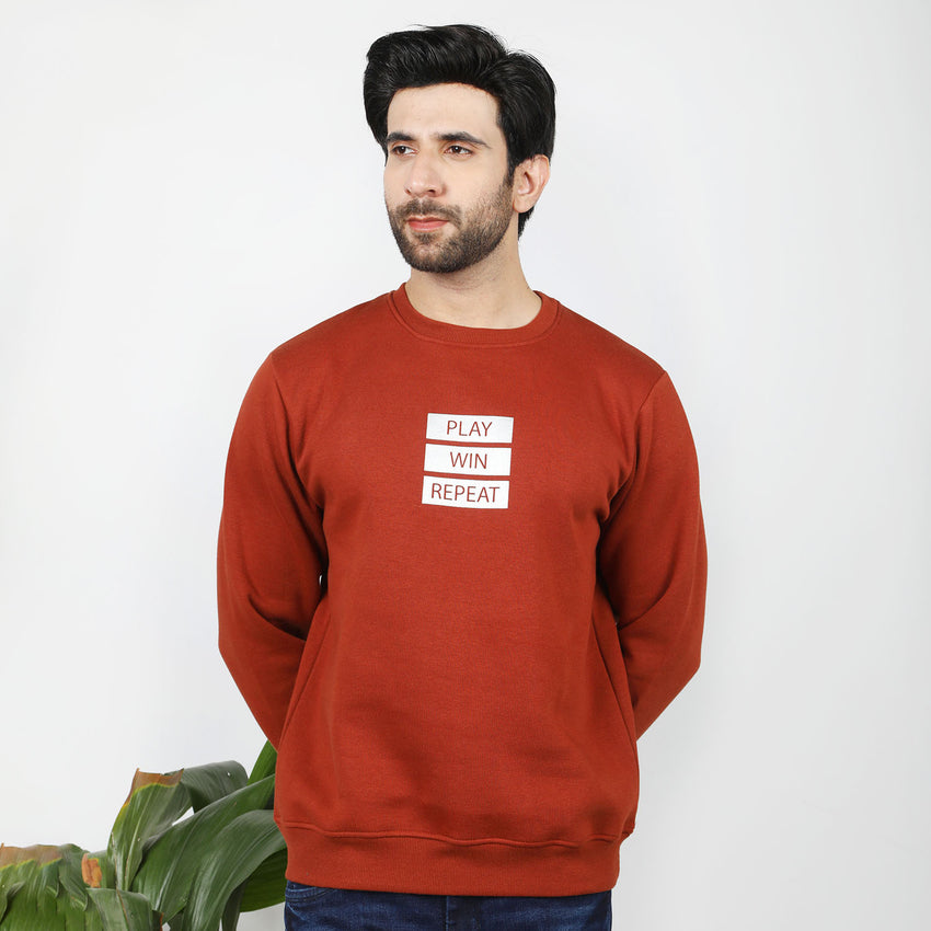 Eminent Men's Full Sleeves Sweat Shirt - Rust