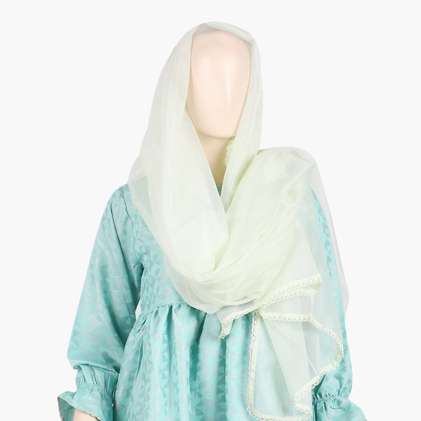 Women's Net Dupatta with Lace - Light Green, Women Dupatta, Chase Value, Chase Value
