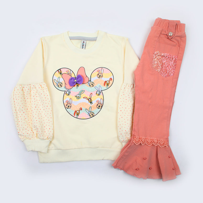 Girls Full Sleeves Suit - Pink