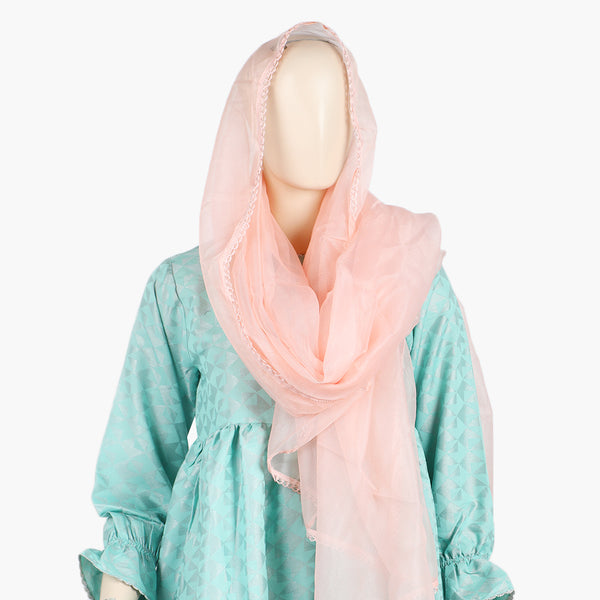 Women's Net Dupatta with Lace - Baby Pink, Women Dupatta, Chase Value, Chase Value