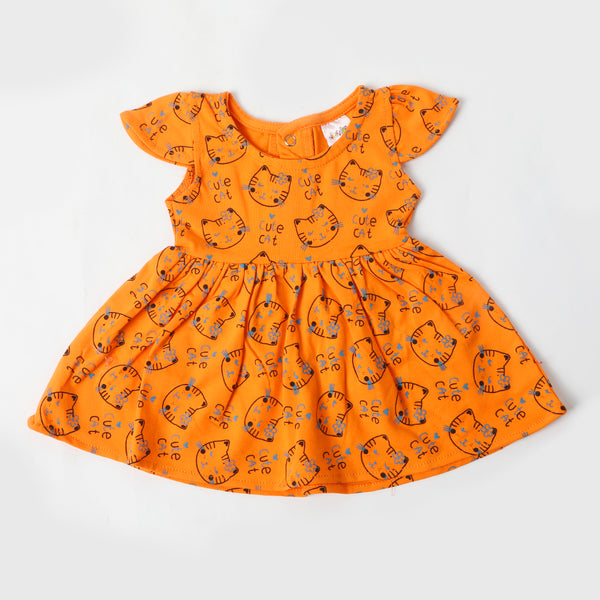 Newborn Girls Frock - Orange