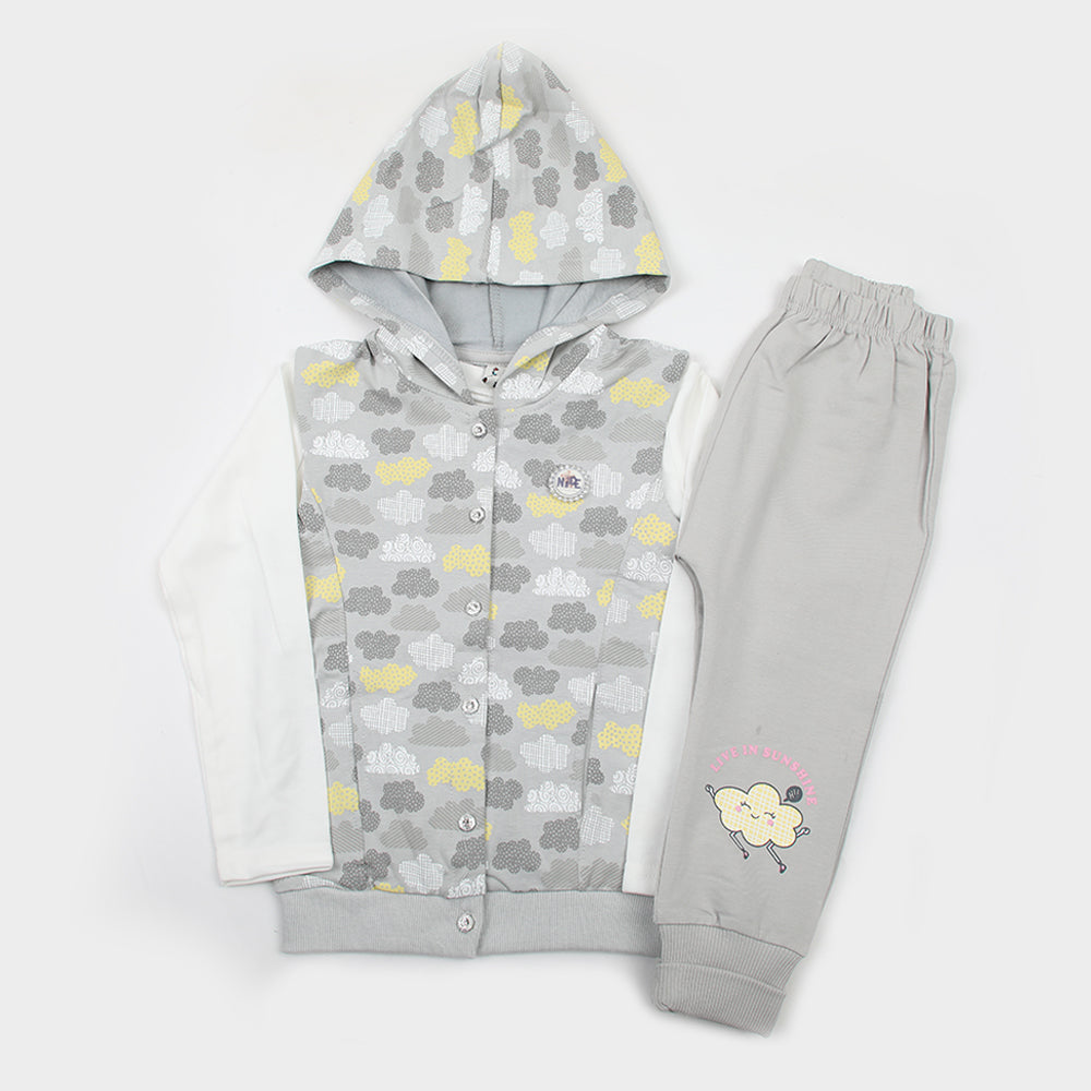 Girls Full Sleeves 3pcs Suit - Yellow, Girls Suits, Chase Value, Chase Value