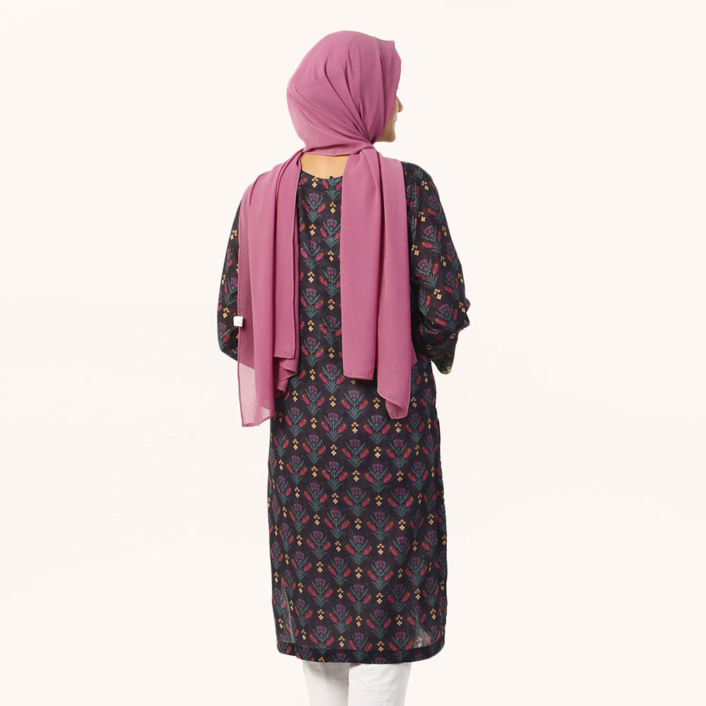 Women's Printed Lawn Kurti - Purple, Women Ready Kurtis, Chase Value, Chase Value