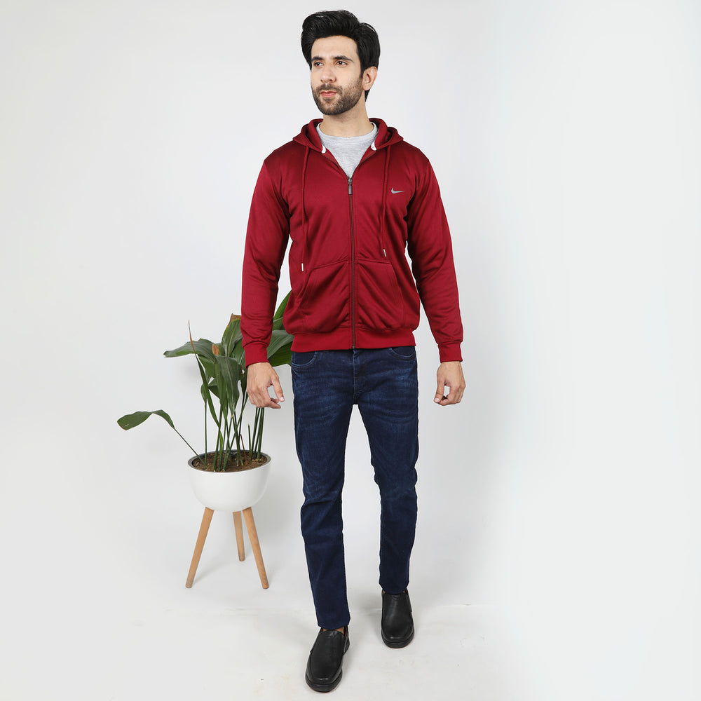 Men's Full Sleeves Zipper Hoodie - Maroon, Men's Jackets & Hoodies, Chase Value, Chase Value