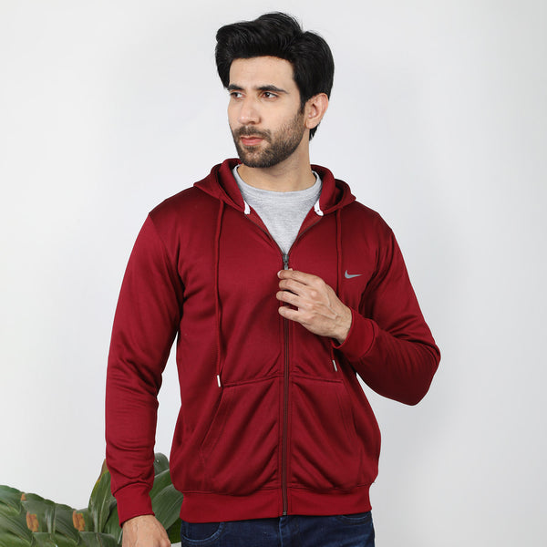 Men's Full Sleeves Zipper Hoodie - Maroon