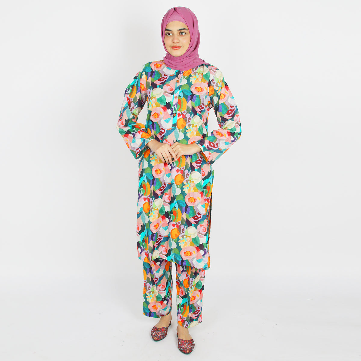 Women's Stitched Khaddar 2Pcs Suit - Green, Women Shalwar Suits, Chase Value, Chase Value