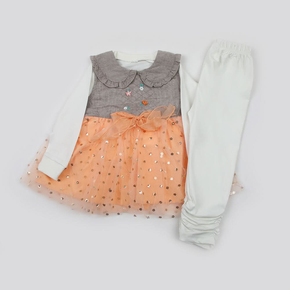 Girls Full Sleeves 3pcs Suit - Light Brown, Girls Suits, Chase Value, Chase Value