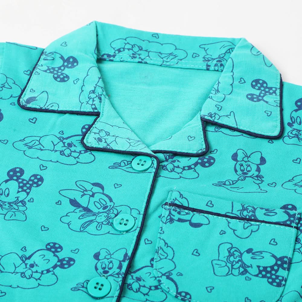 Girls Half Sleeves Night Suit - Sea Green, Girls Suits, Chase Value, Chase Value
