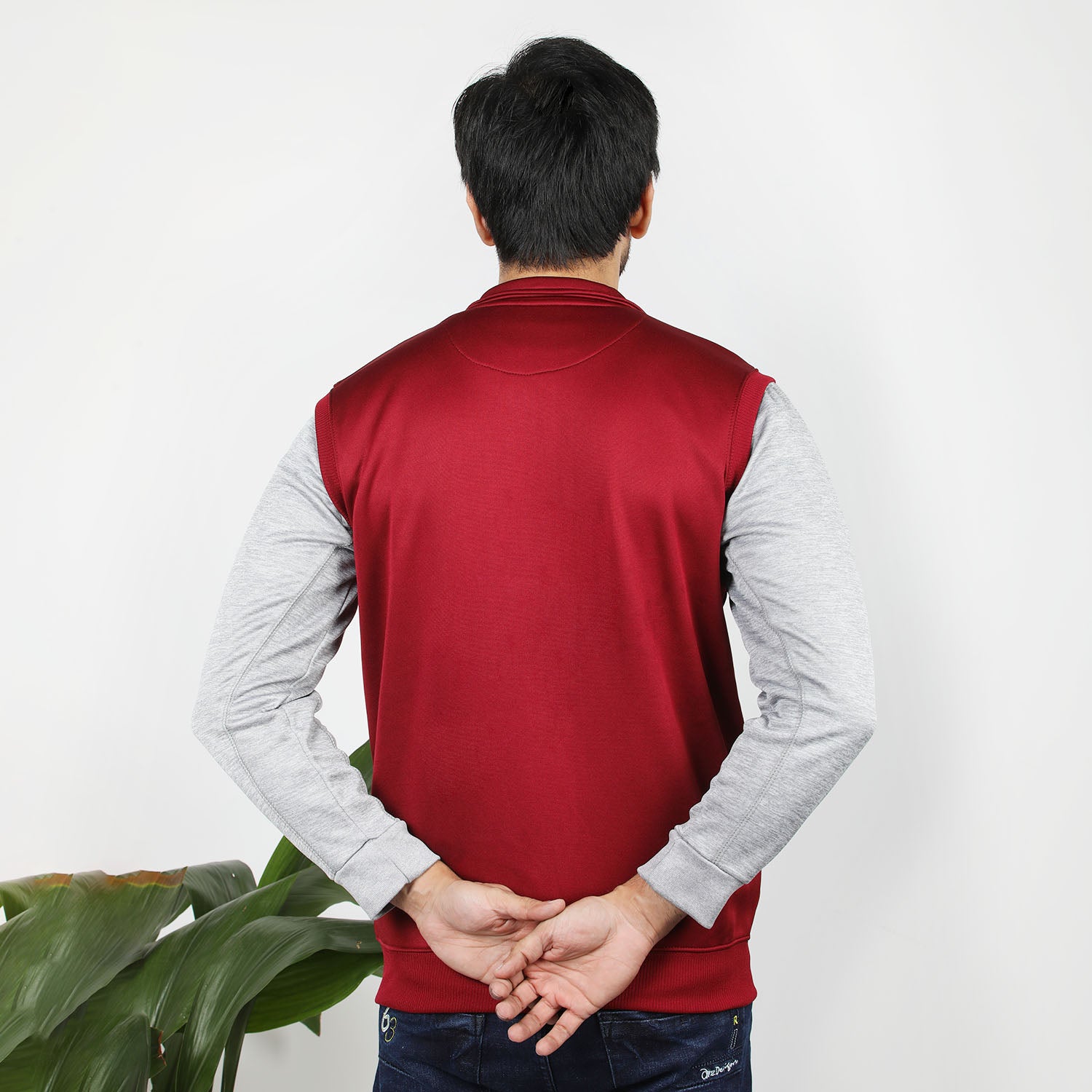 Men's Sleevesless Mock Neck Zipper Jacket - Maroon, Men's Jackets & Hoodies, Chase Value, Chase Value
