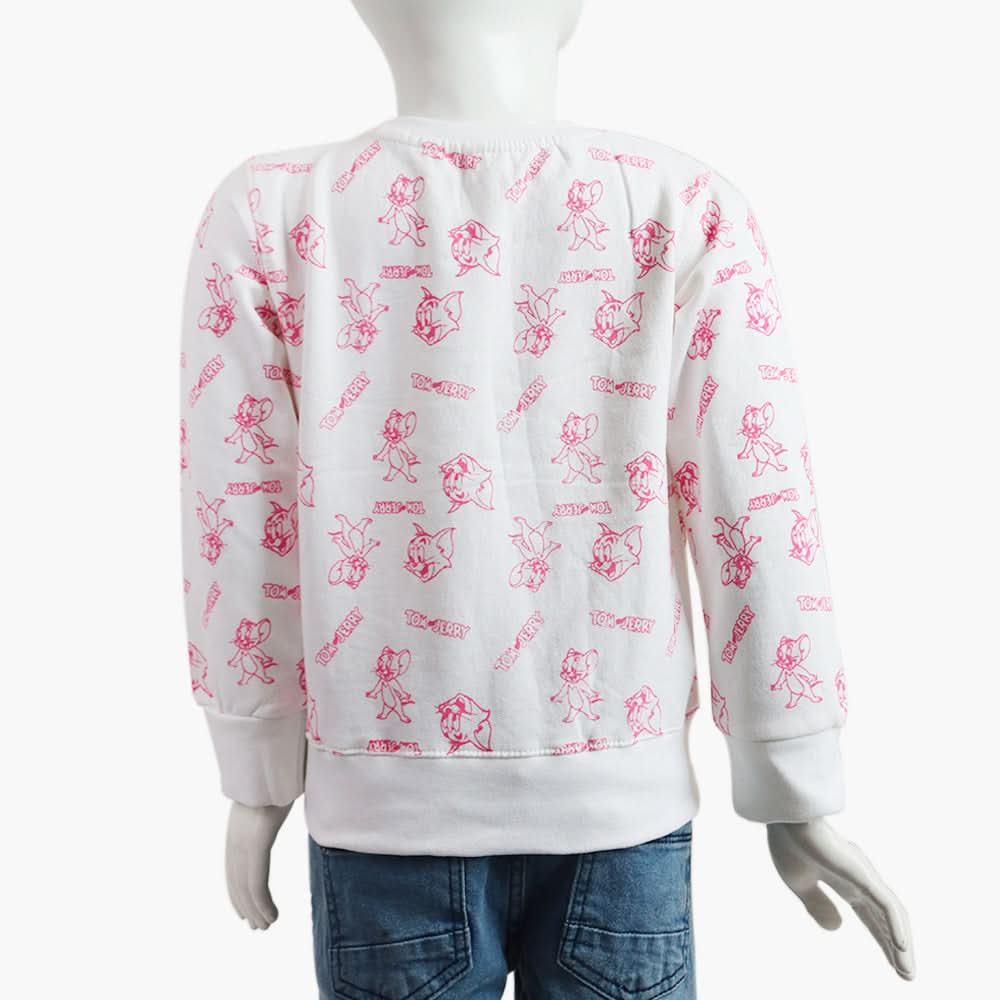 Girls Full Sleeves Sweat Shirt - White, Girls Hoodies & Sweat Shirts, Chase Value, Chase Value