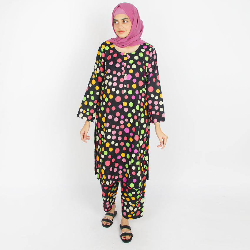 Women's Stitched Khaddar 2Pcs Suit - Black
