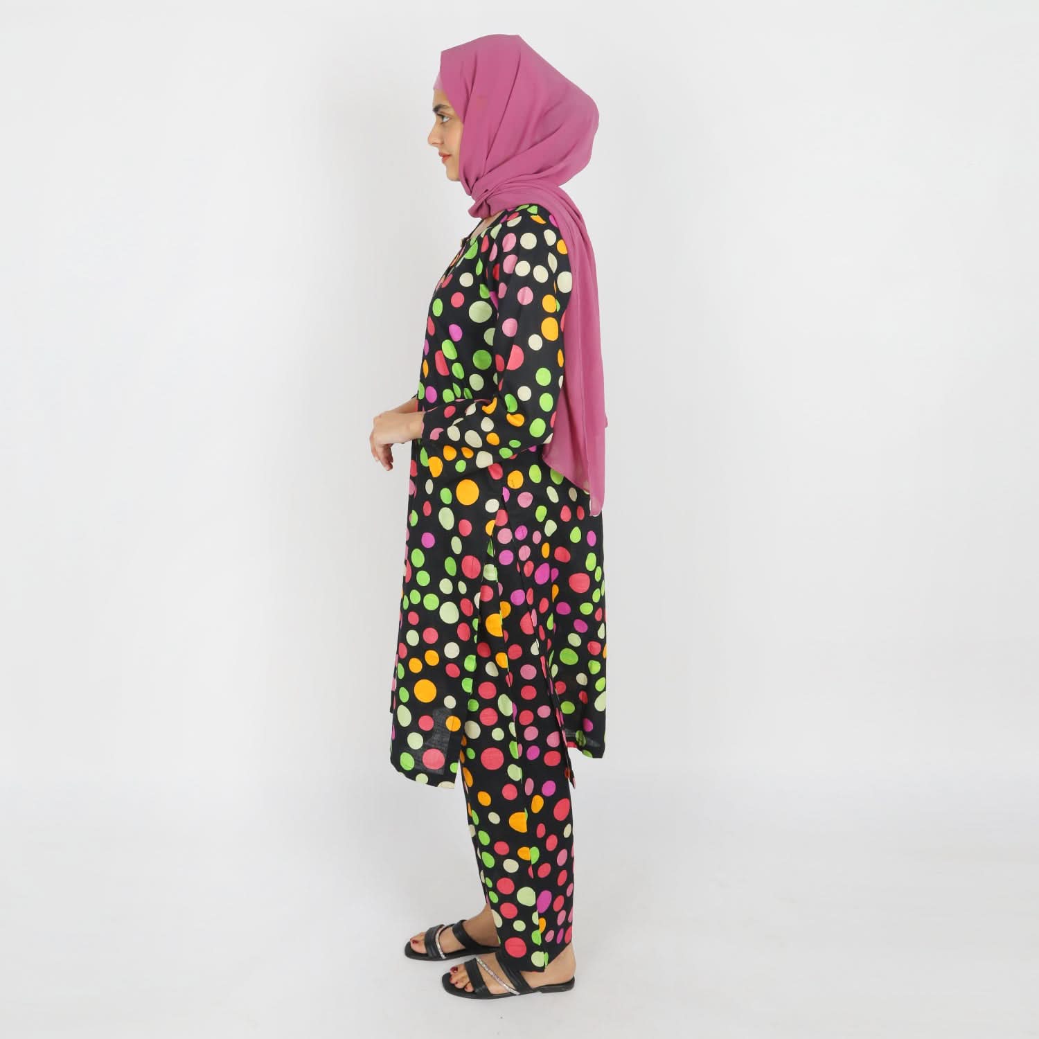 Women's Stitched Khaddar 2Pcs Suit - Black, Women Shalwar Suits, Chase Value, Chase Value